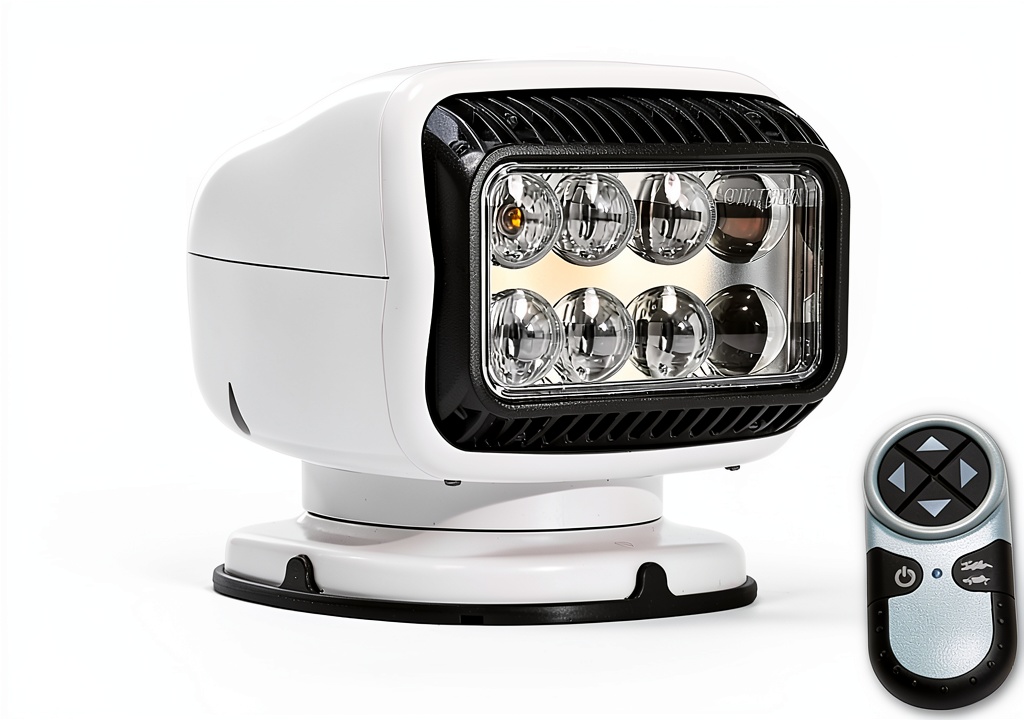 Installing I&M White 40W Wireless Boat Spotlight on a boat deck