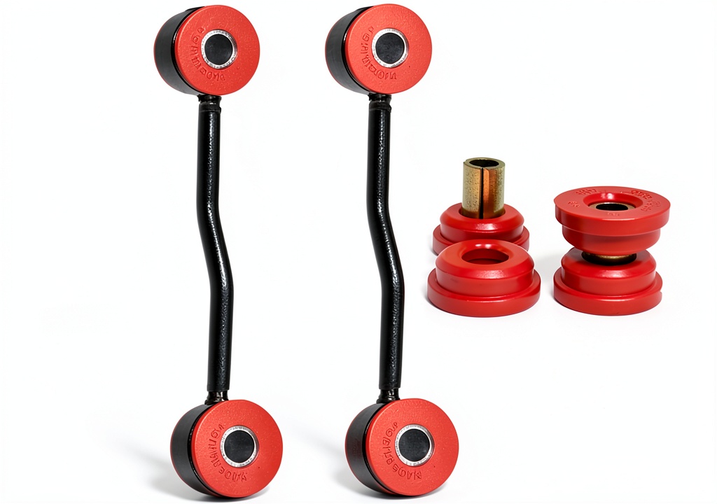 Installing Suspension Dudes sway bar bushings for automotive on a wooden workbench