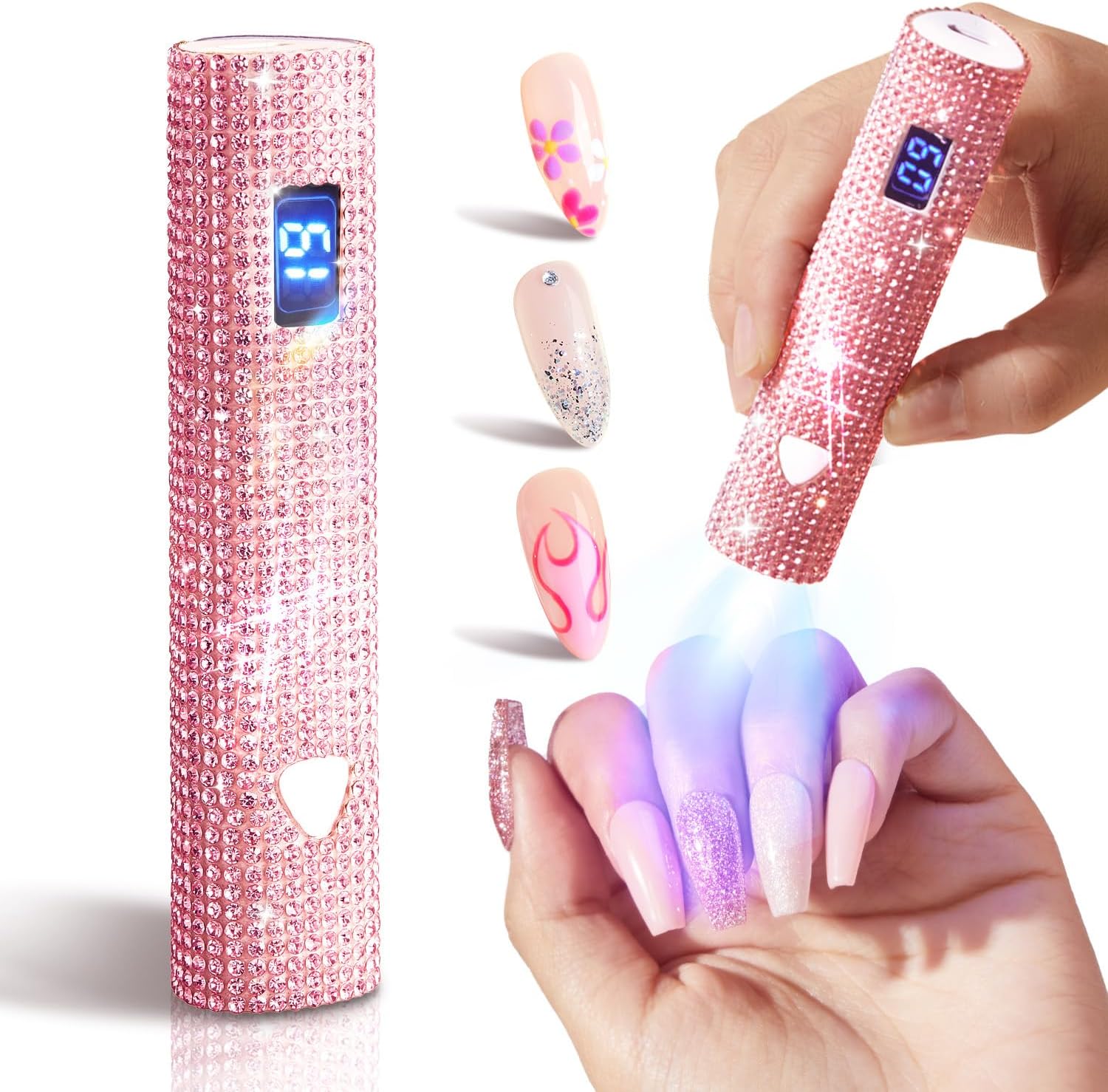 MEFA UV Nail Lamp being used on a tabletop in a home nail studio