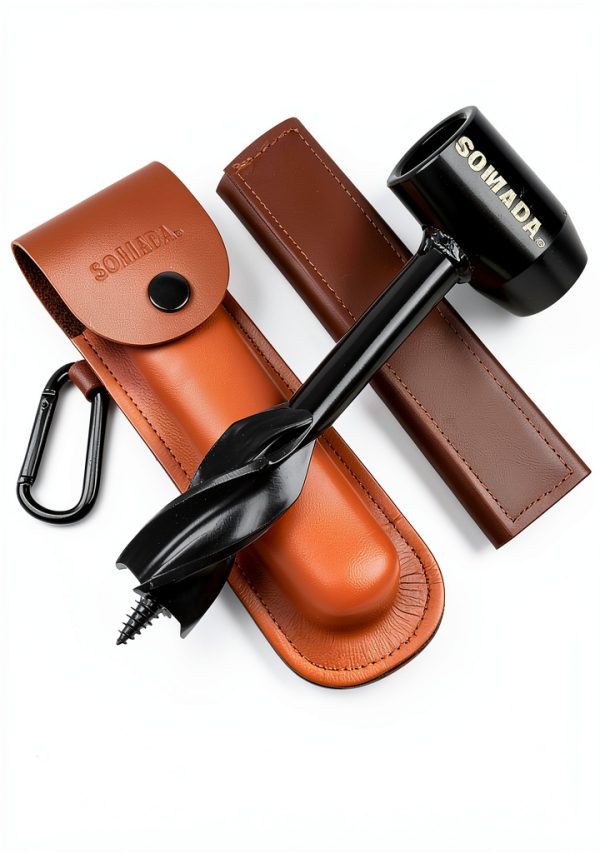 Bushcraft Hand Auger Wrench Set SOMADA Black Oxide Steel with Case-0