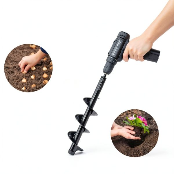 Auger Drill Bit 4 Pack DEEGETEL Stainless Steel 3/8 Hex Garden Auger-3