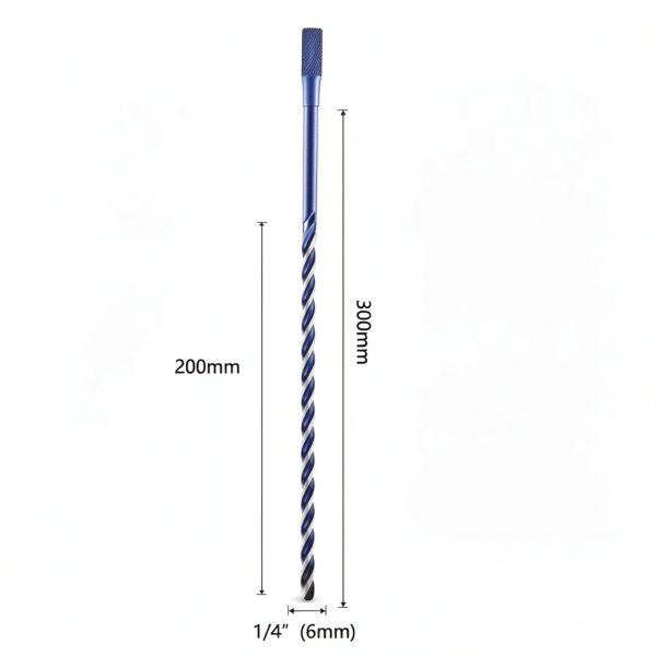 Auger Drill Bit 1/4 Inch Carbon Steel 12" Hex Shank Blue-1
