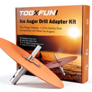 Ice Auger Drill Adapter TOGXFUNI Steel with 8.7" Orange Safety Disk-0