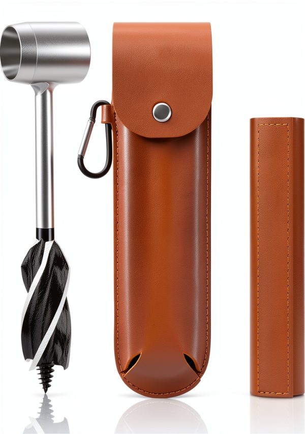 Bushcraft Hand Auger Wrench Scotch Eye Wood Auger with Leather Case-0