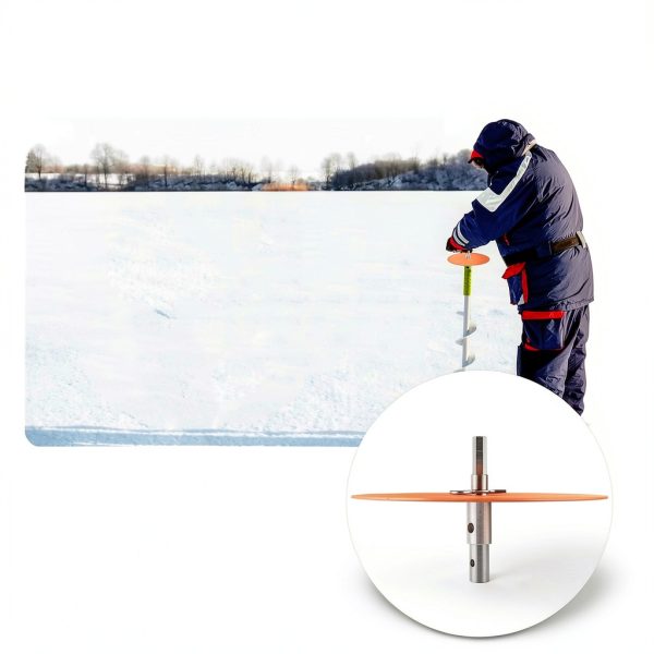 Ice Auger Drill Adapter TOGXFUNI Steel with 8.7" Orange Safety Disk-4
