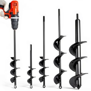 Auger Drill Bit 4 Pack DEEGETEL Stainless Steel 3/8 Hex Garden Auger-0